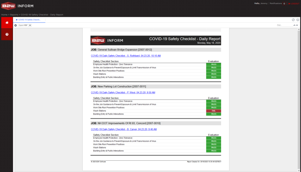 screenshot of B2W Inform